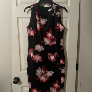 Calvin Klein mini dress black with pink flowers, size 10